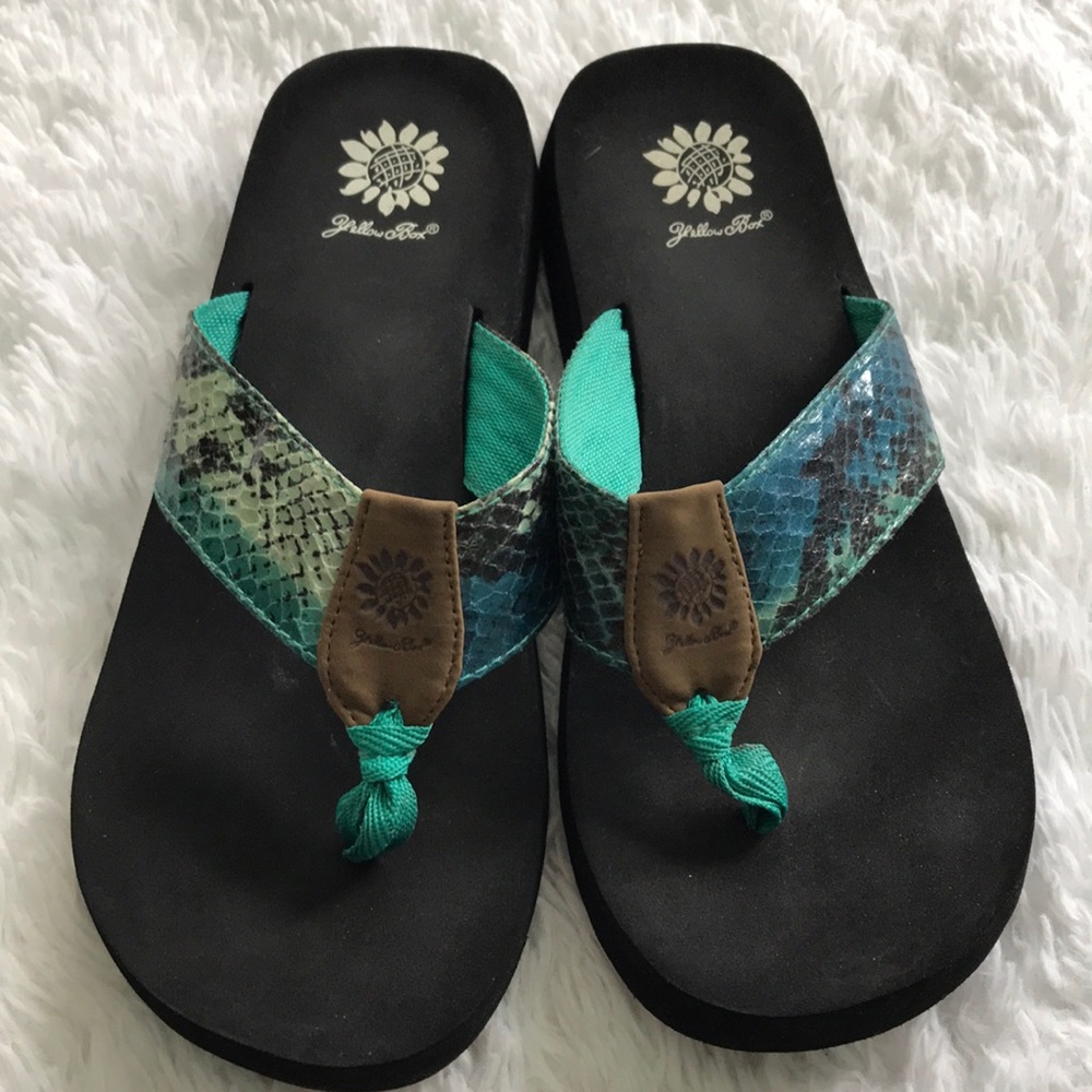 Yellow Box Brand Snake Print Sandals